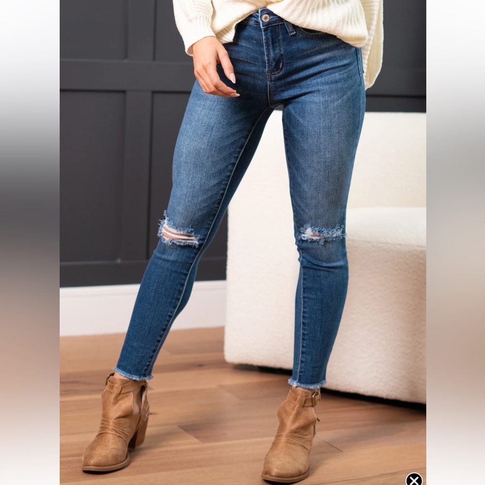 Buckle Flying Monkey Distressed Denim Skinny Jeans